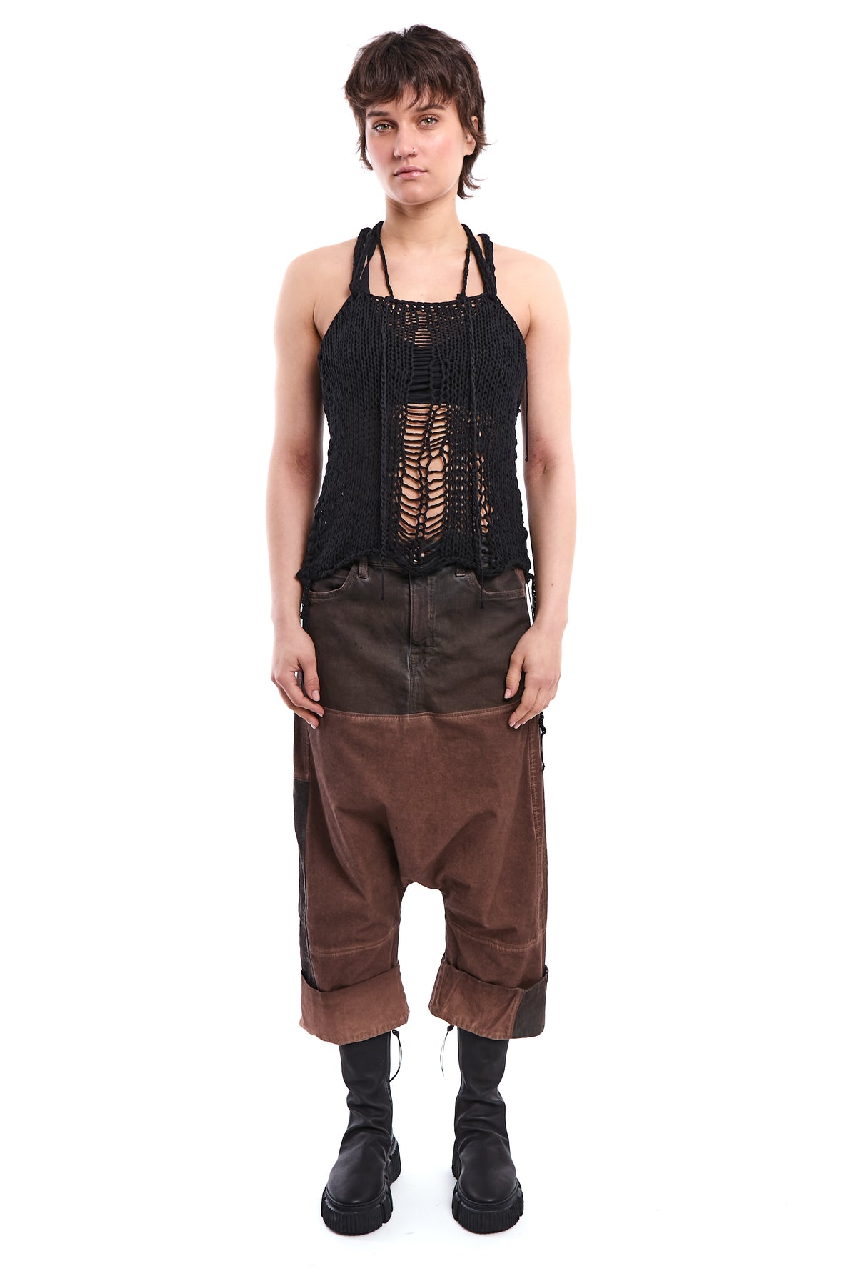 HAND-KNITTED DISTRESSED COTTON TOP