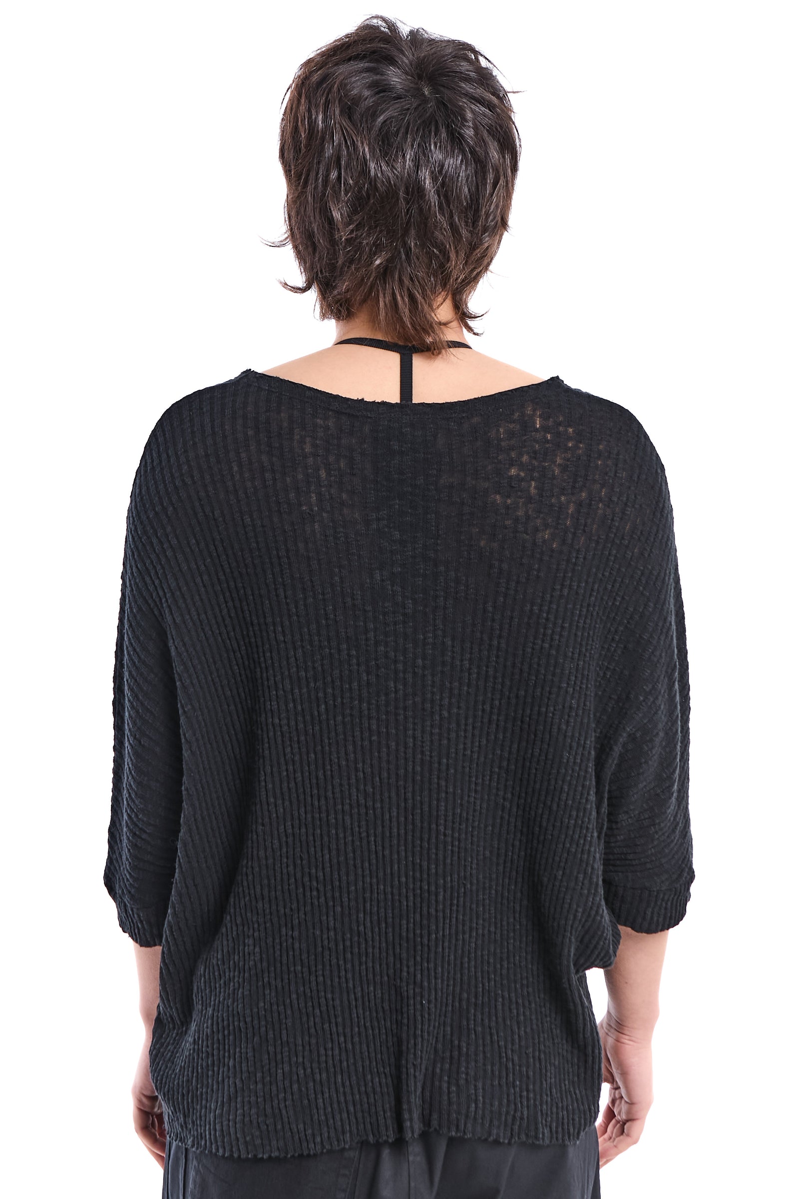 SLOUCHY BUTTON-SLIT COTTON KNIT