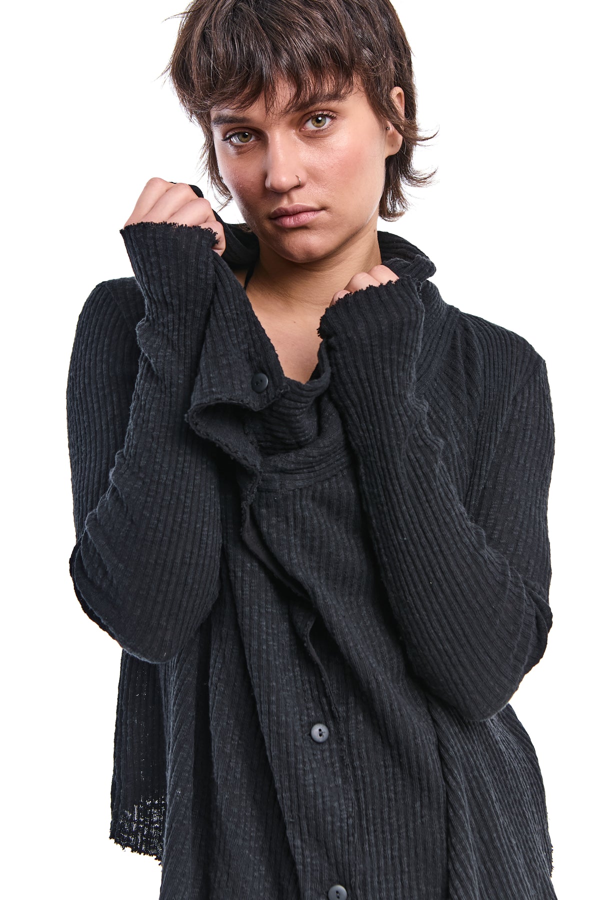RAW-EDGE SLOUCHY CARDIGAN
