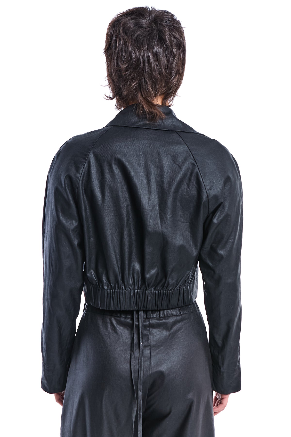 WAXED ASYMMETRIC LINEN-BAMBOO JACKET