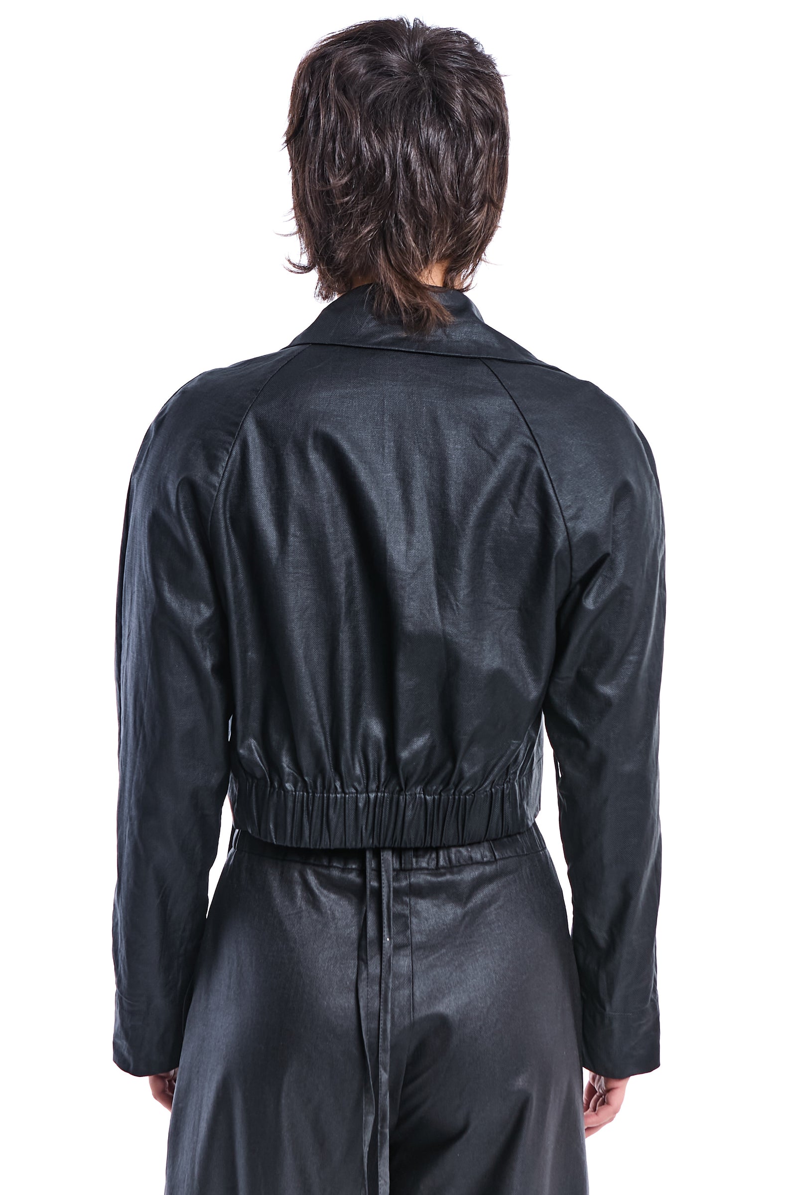 WAXED ASYMMETRIC LINEN-BAMBOO JACKET