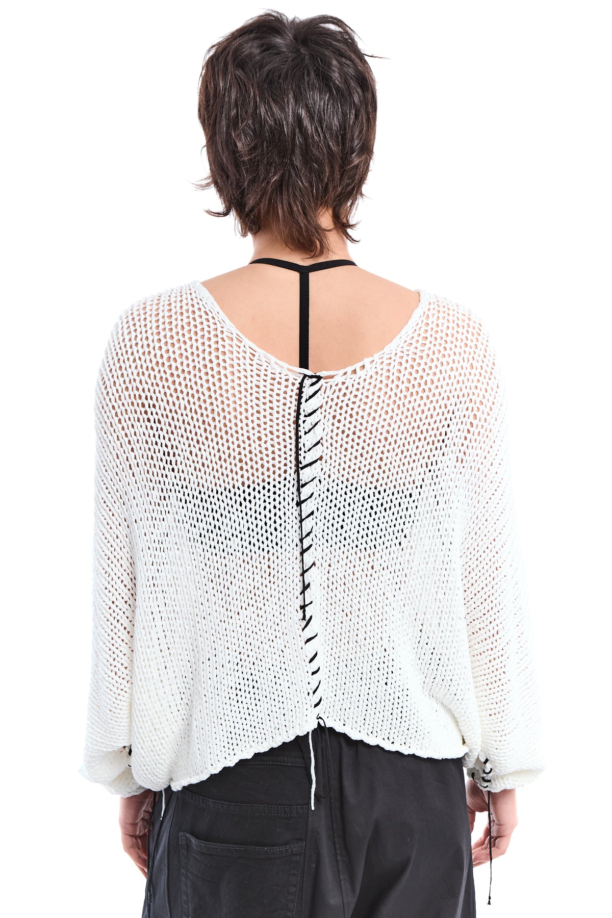 OFF WHITE HAND-STITCHED RELAXED V-NECK KNIT