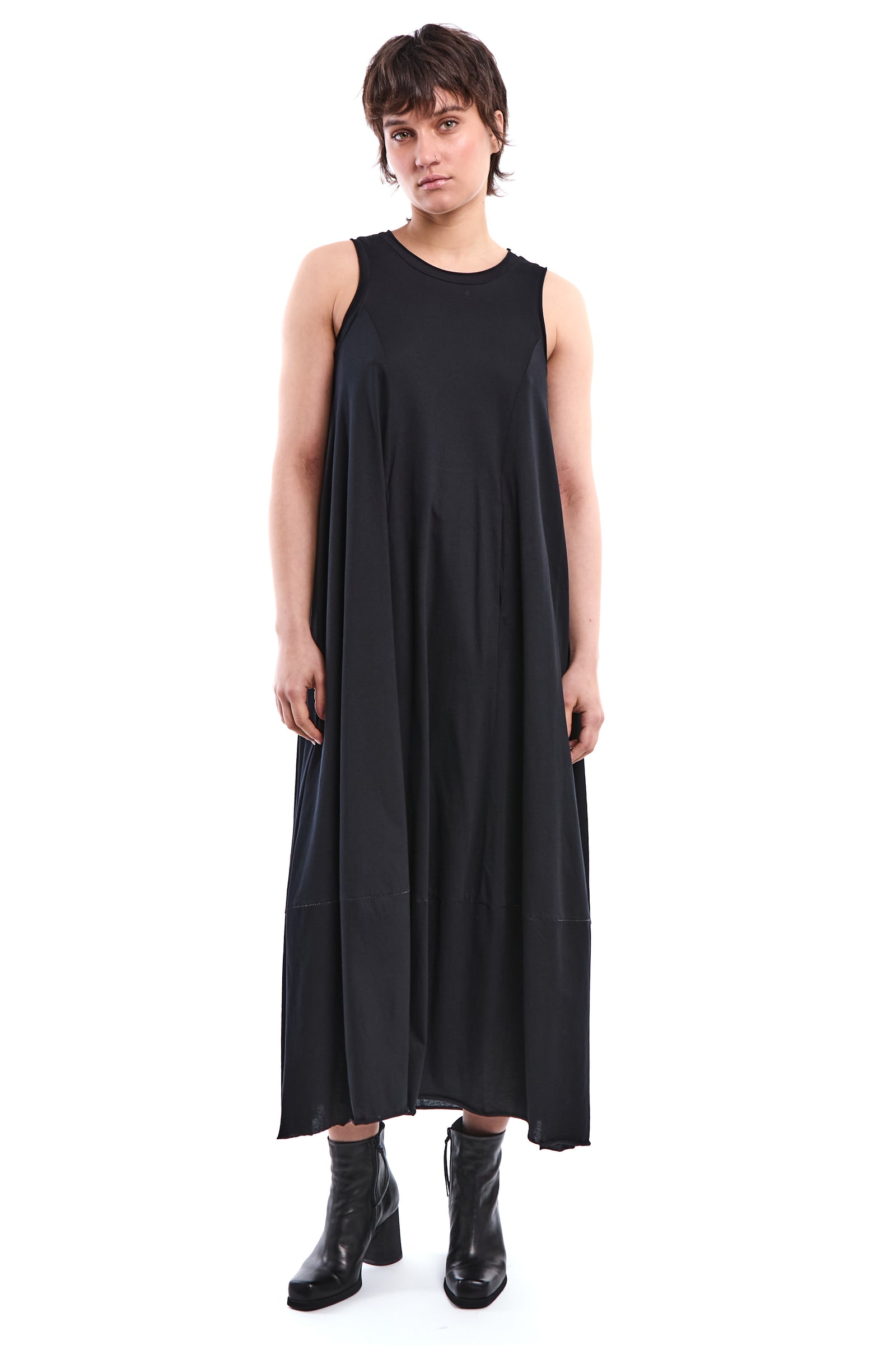 BALLOON-HEM ORGANIC COTTON MAXI DRESS