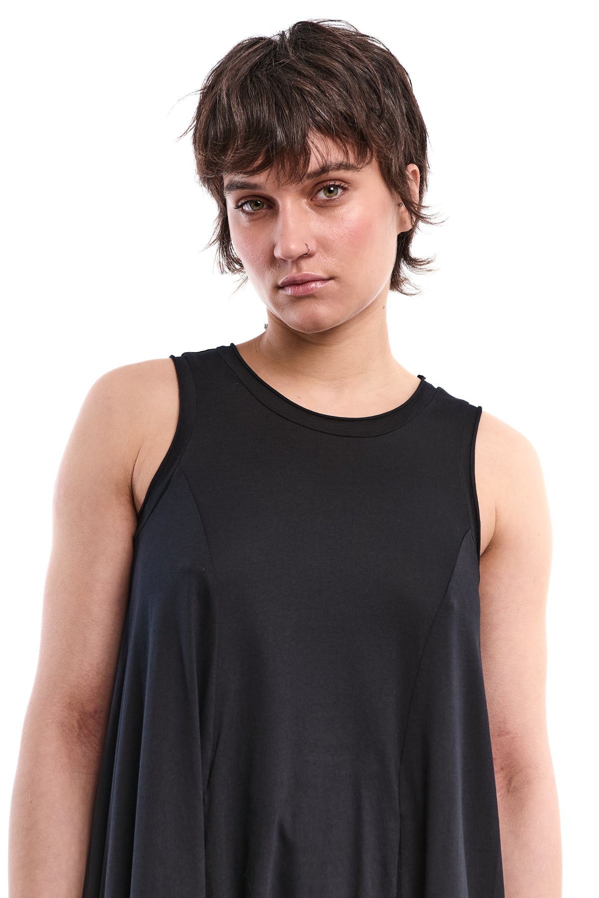 BALLOON-HEM ORGANIC COTTON MAXI DRESS