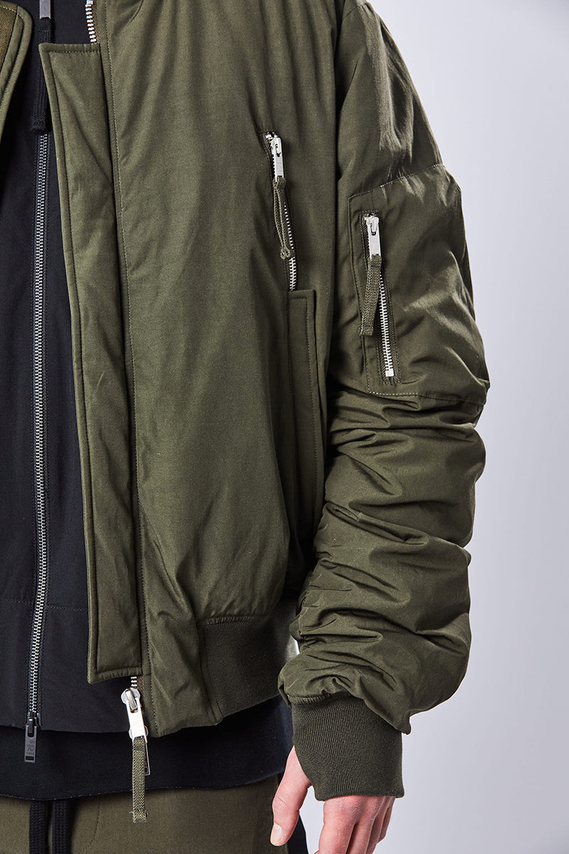 Green padded bomber jacket best sale