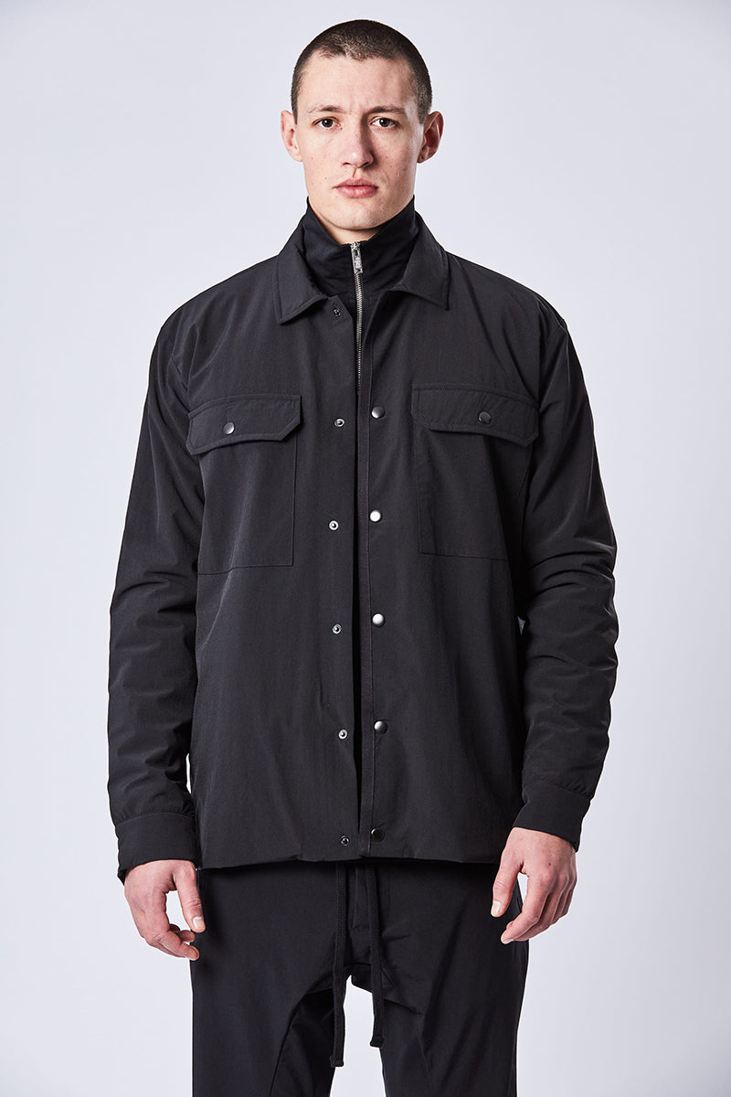 BLACK PADDED OVER-SHIRT JACKET