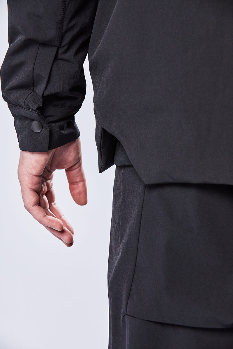 BLACK PADDED OVER-SHIRT JACKET