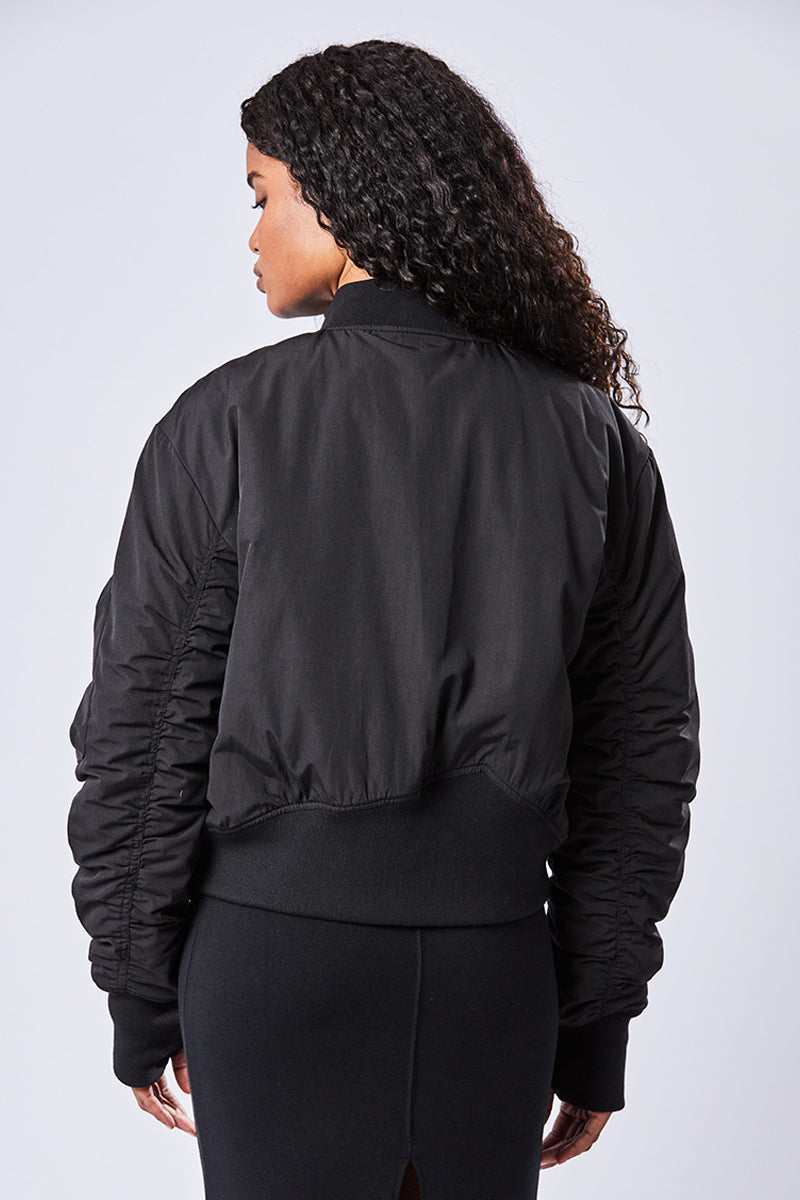 BLACK PADDED BOMBER JACKET