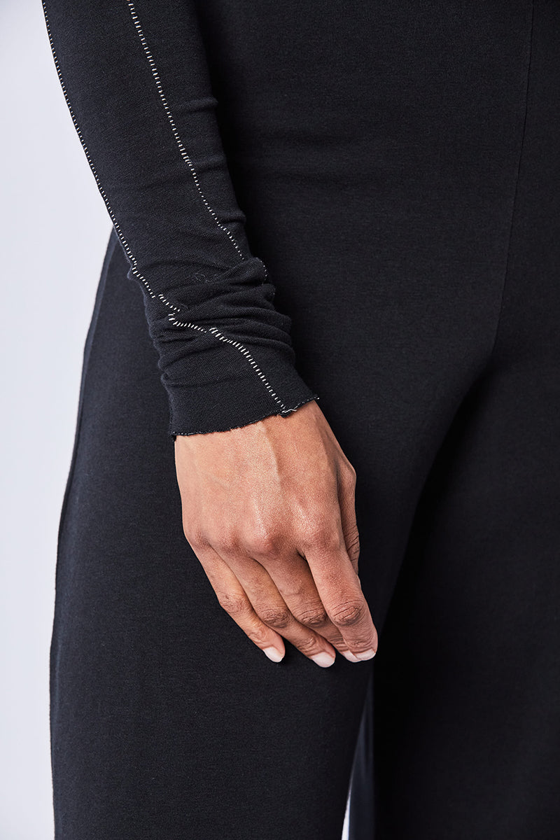 BLACK V NECK SOFT JUMPSUIT