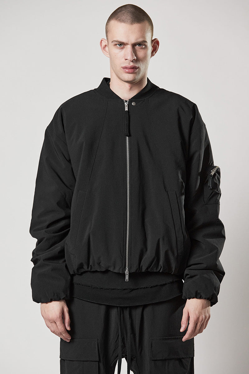 BLACK PADDED BOMBER JACKET