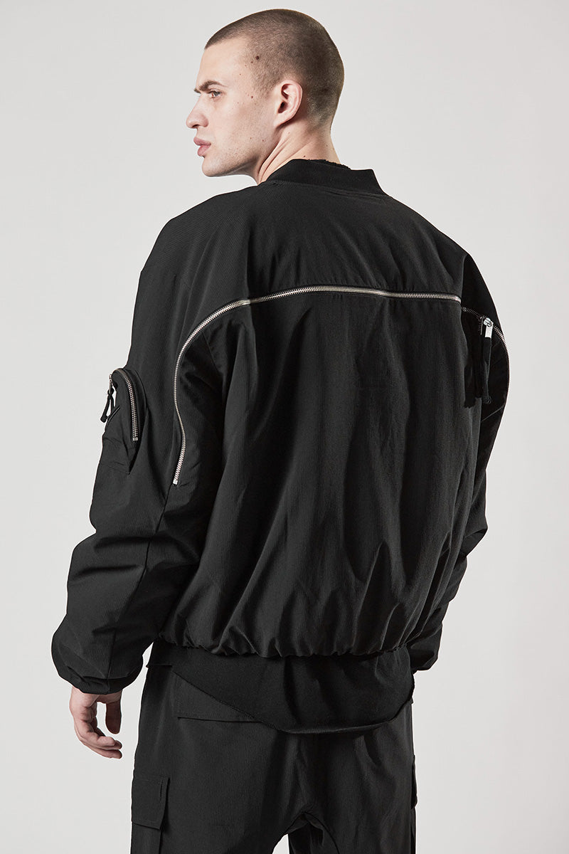 BLACK PADDED BOMBER JACKET