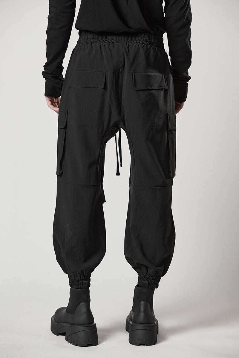 BLACK WIDE FIT CARGO TROUSERS