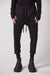 BLACK MATMIX DROP CROTCH TROUSERS