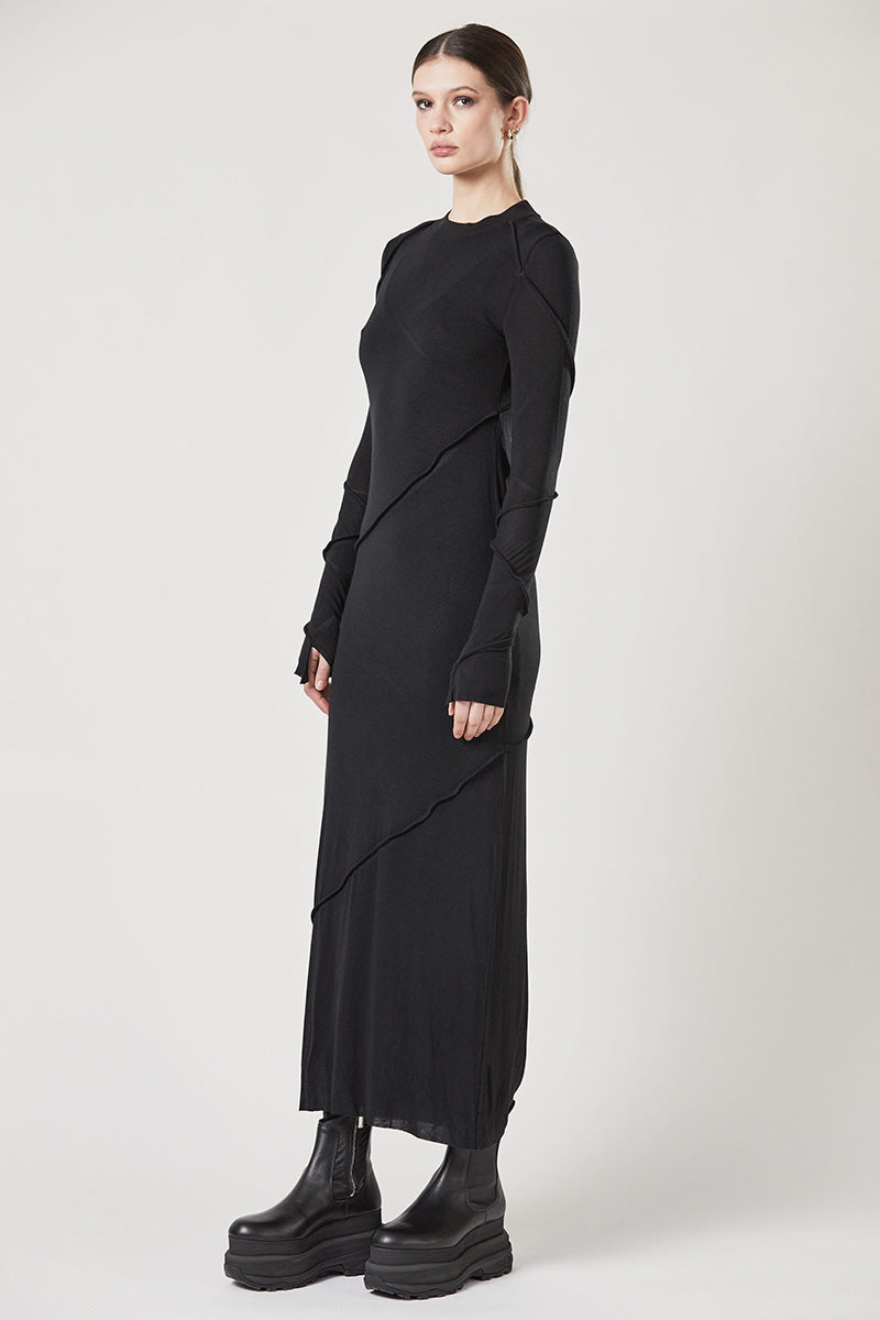 BLACK DOUBLE FITTED DRESS