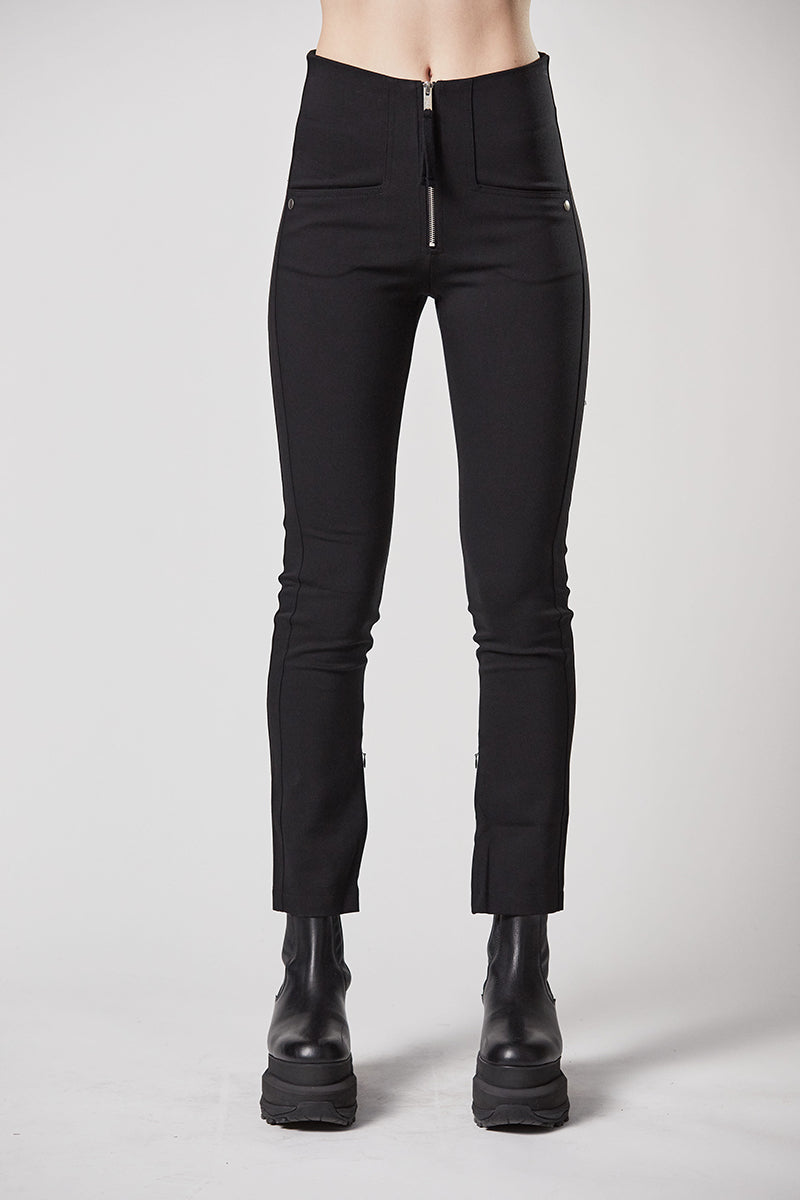 BLACK SLIM FIT ZIPPED TROUSERS