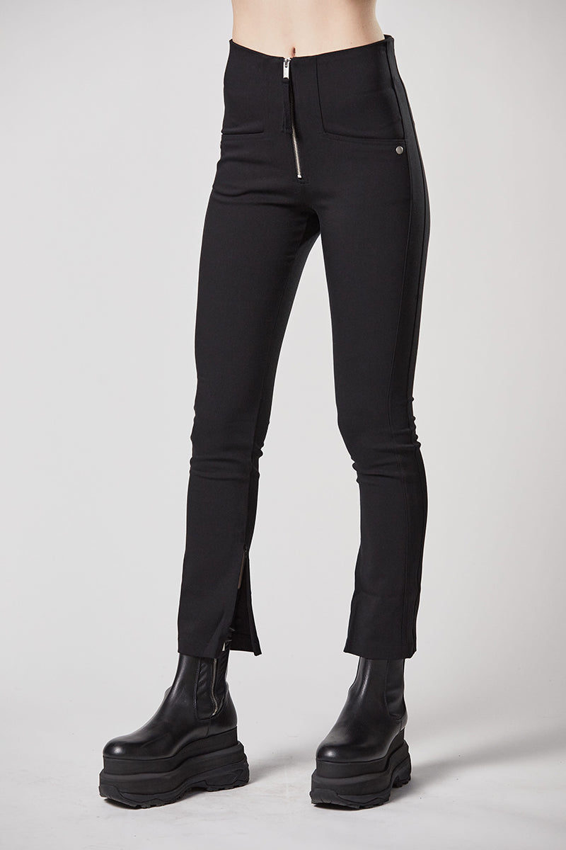 BLACK SLIM FIT ZIPPED TROUSERS