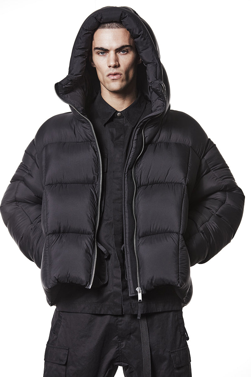 BLACK OVER PUFFER JACKET