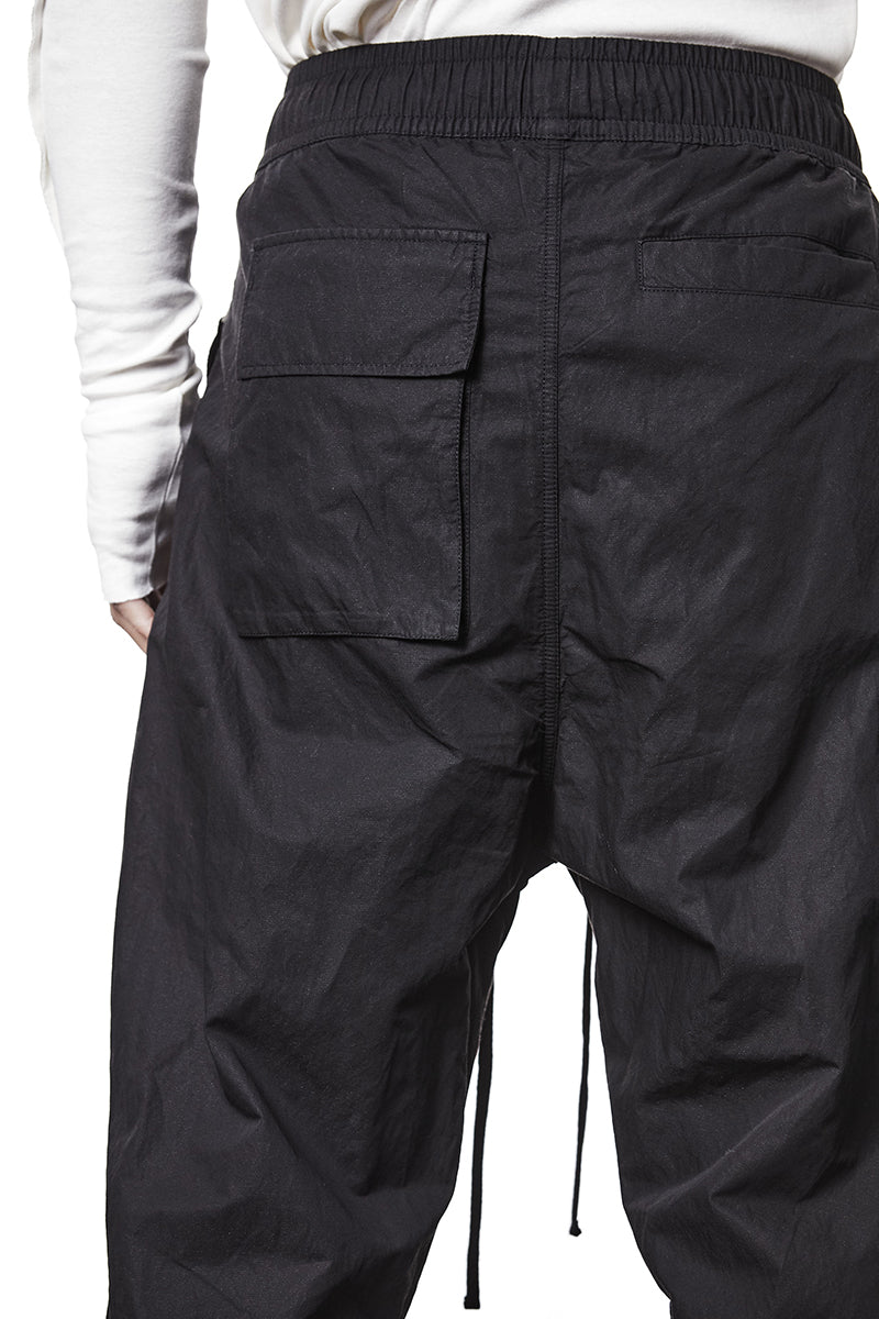WASHED METALLISED COTTON CARGO PANTS