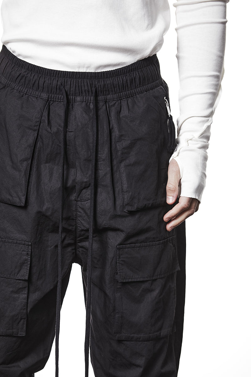 WASHED METALLISED COTTON CARGO PANTS