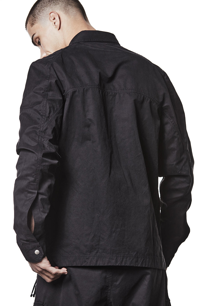 BLACK PEACHED COTTON SHIRT