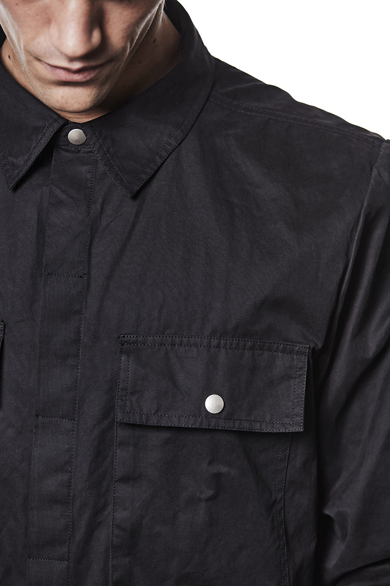 BLACK PEACHED COTTON SHIRT