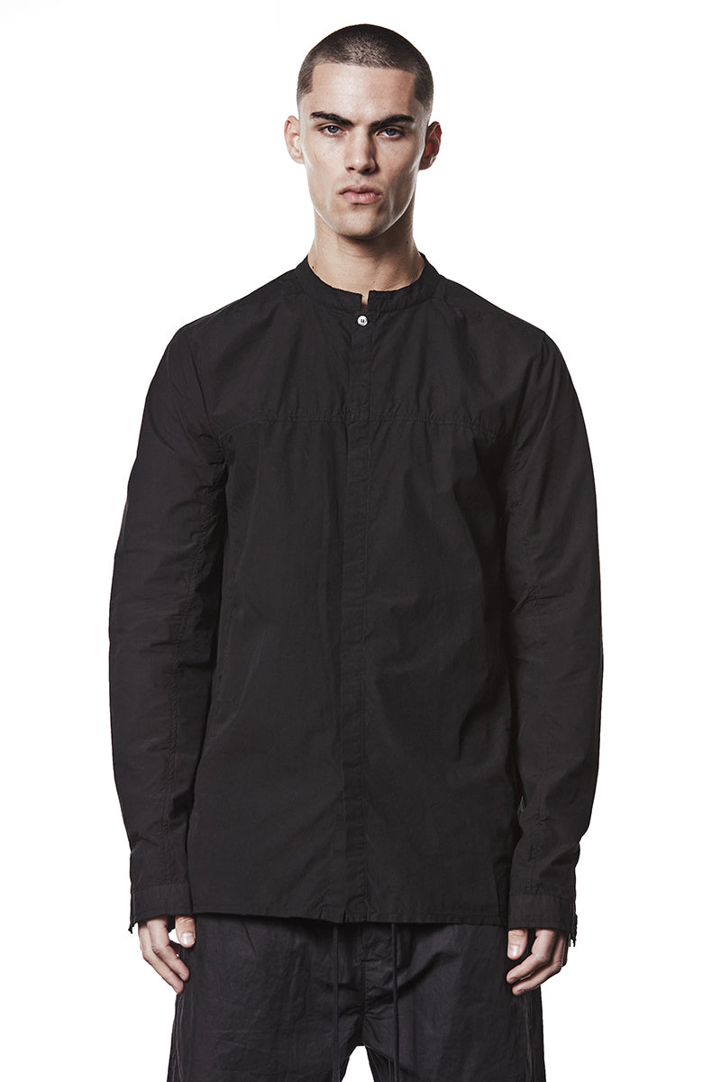 BLACK HIDDEN BUTTON SHIRT