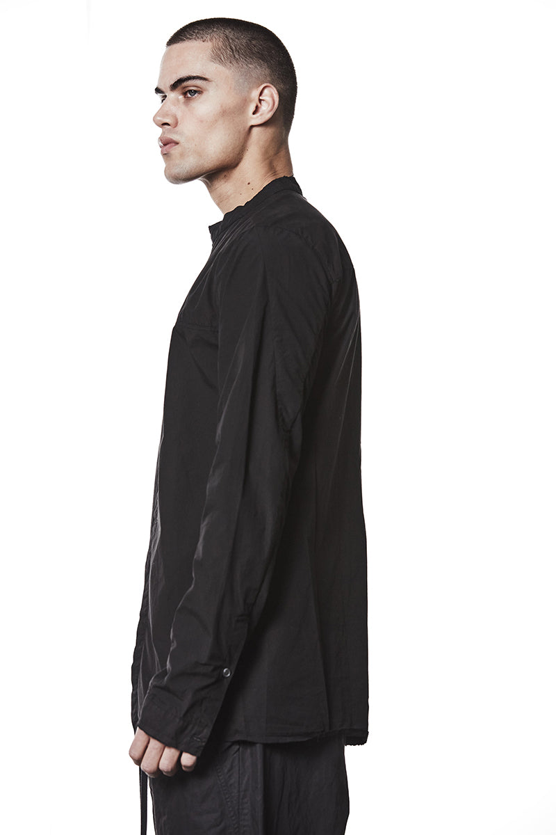 BLACK HIDDEN BUTTON SHIRT