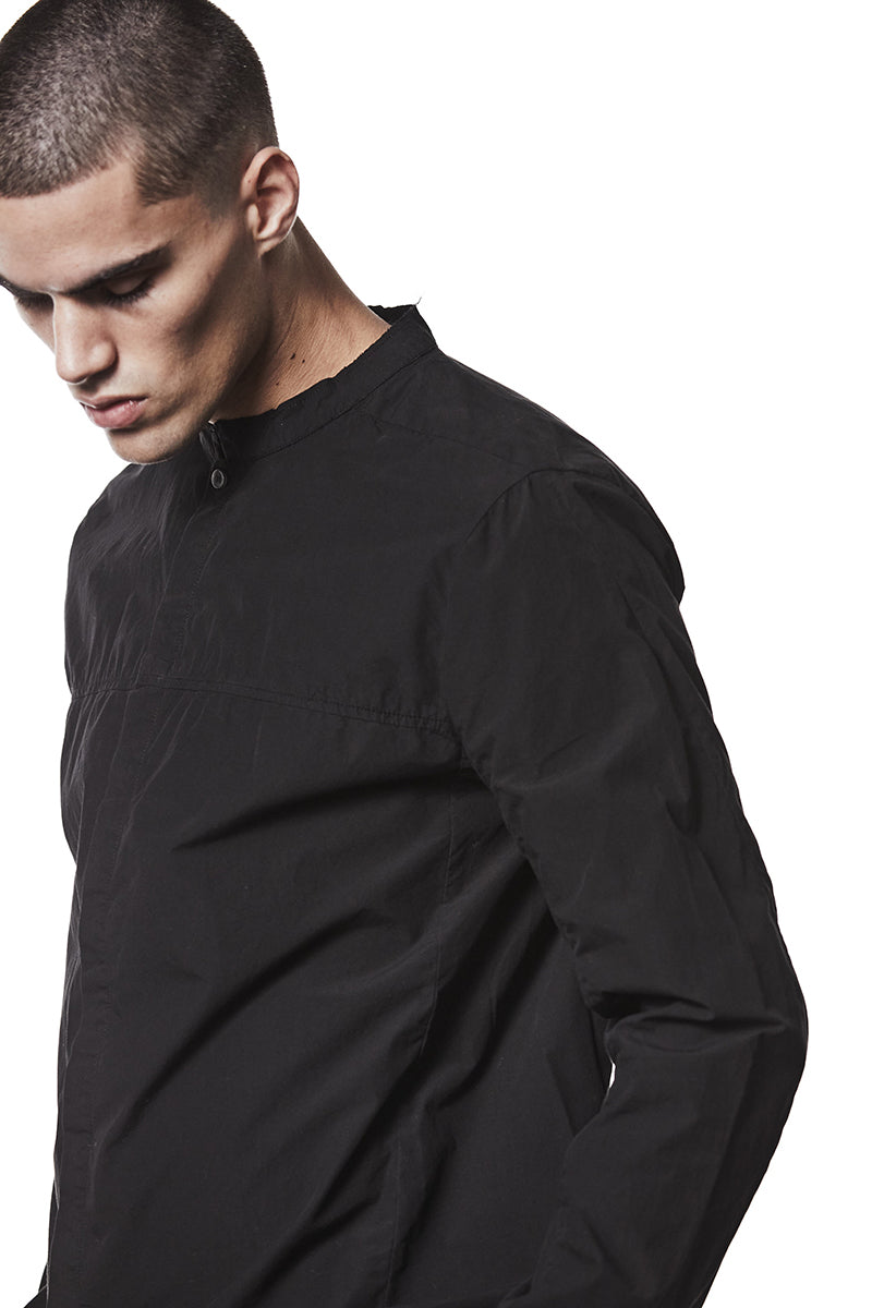 BLACK HIDDEN BUTTON SHIRT
