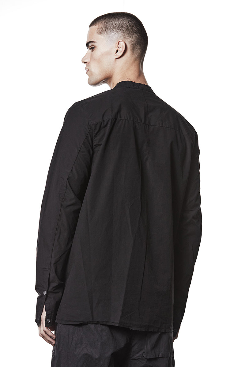 BLACK HIDDEN BUTTON SHIRT