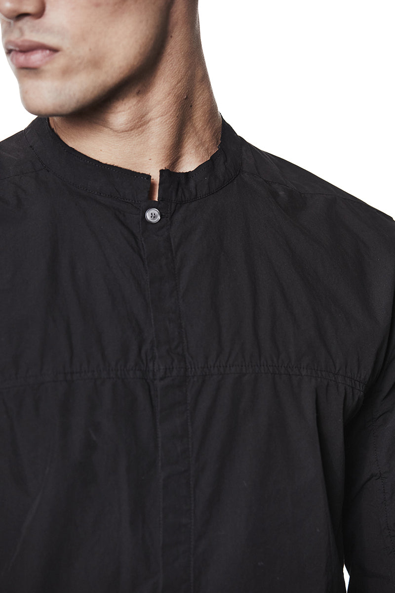 BLACK HIDDEN BUTTON SHIRT