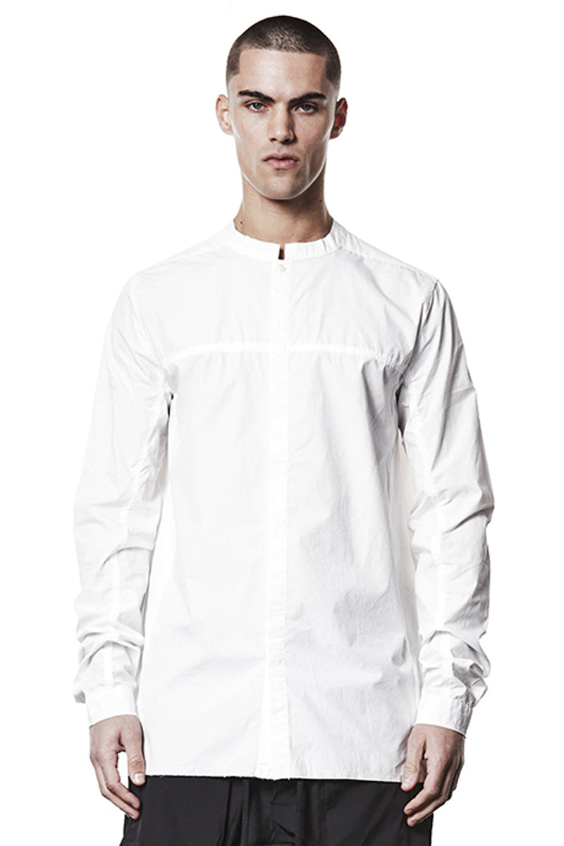WHITE HIDDEN BUTTON SHIRT
