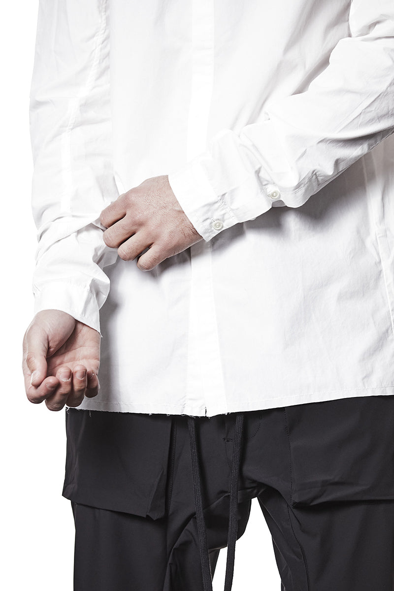 WHITE HIDDEN BUTTON SHIRT