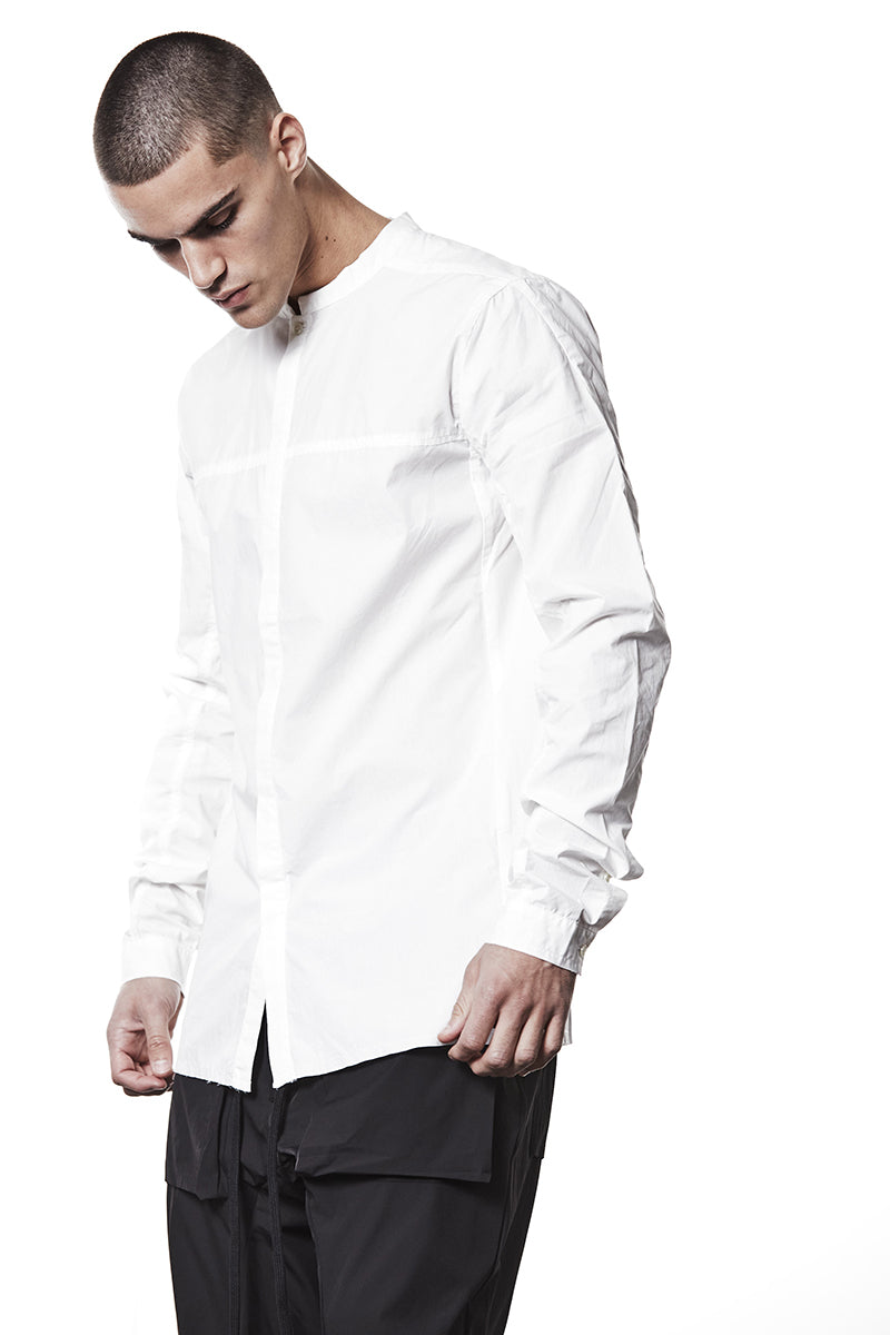 WHITE HIDDEN BUTTON SHIRT