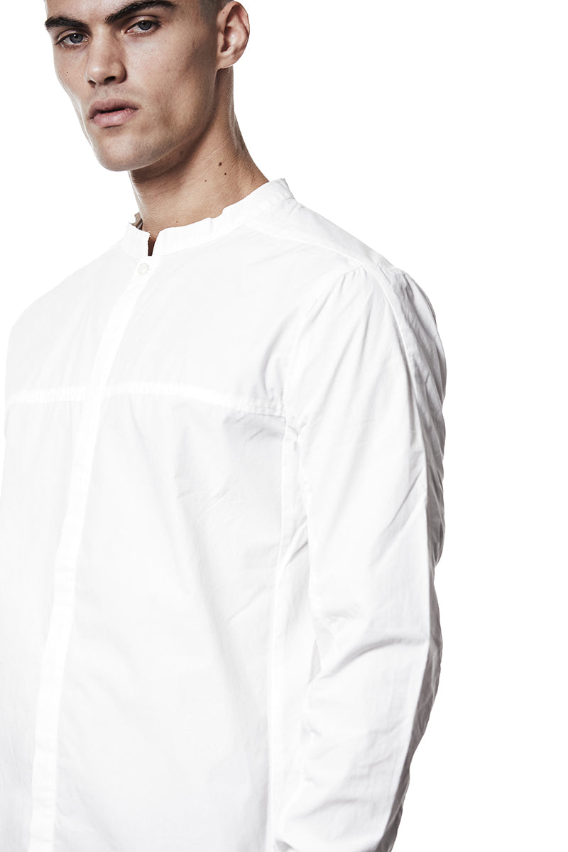 WHITE HIDDEN BUTTON SHIRT