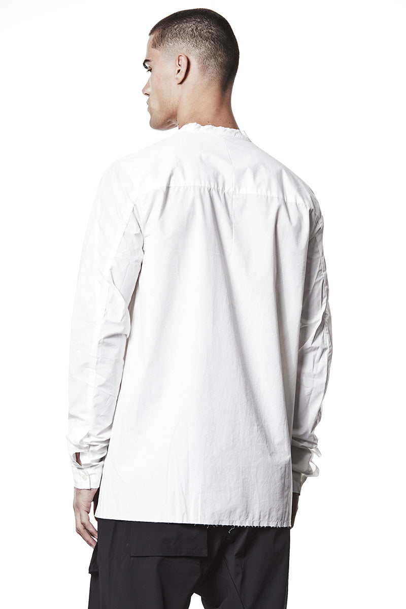 WHITE HIDDEN BUTTON SHIRT