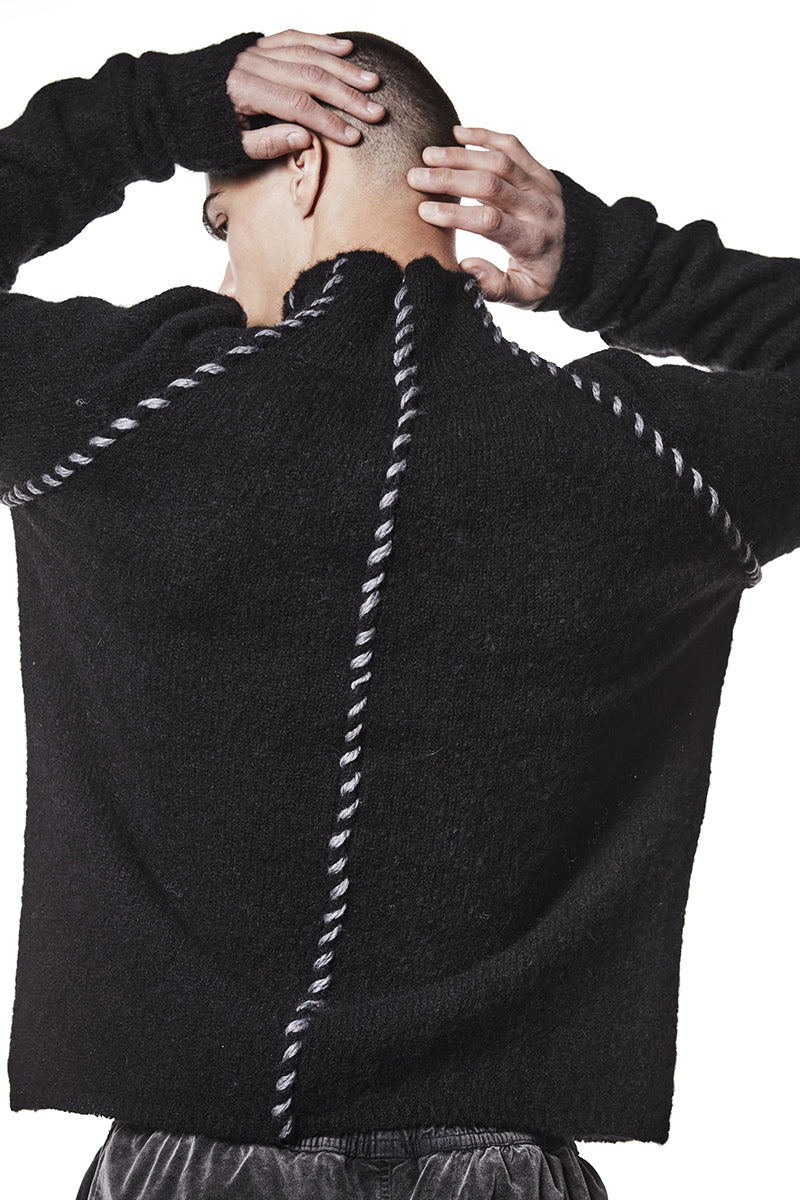 BLACK ALPACA HIGH NECK JERSEY