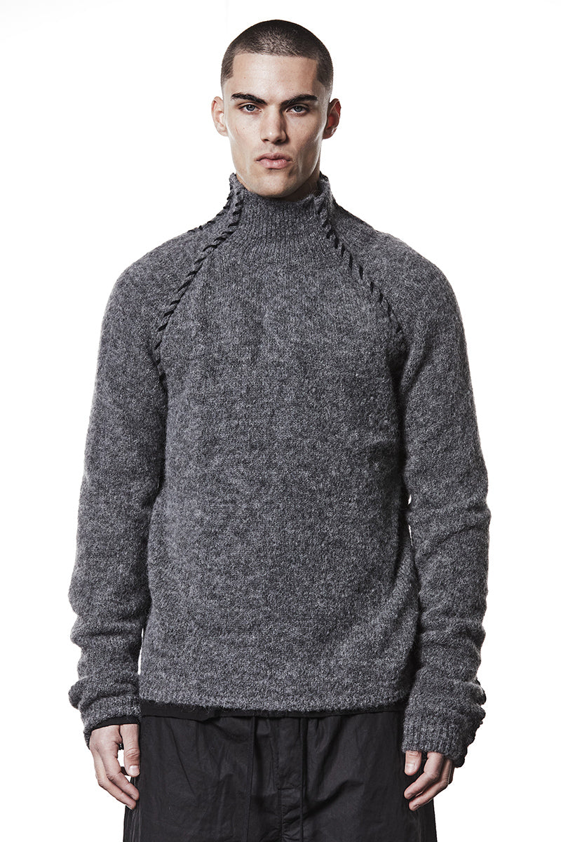 DARK GREY ALPACA HIGH NECK JERSEY