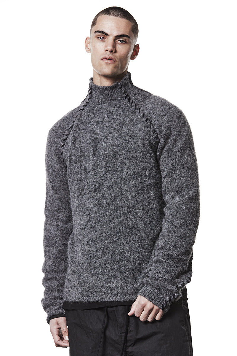DARK GREY ALPACA HIGH NECK JERSEY