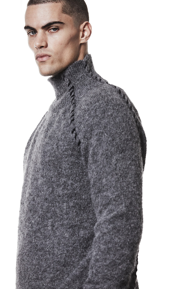 DARK GREY ALPACA HIGH NECK JERSEY
