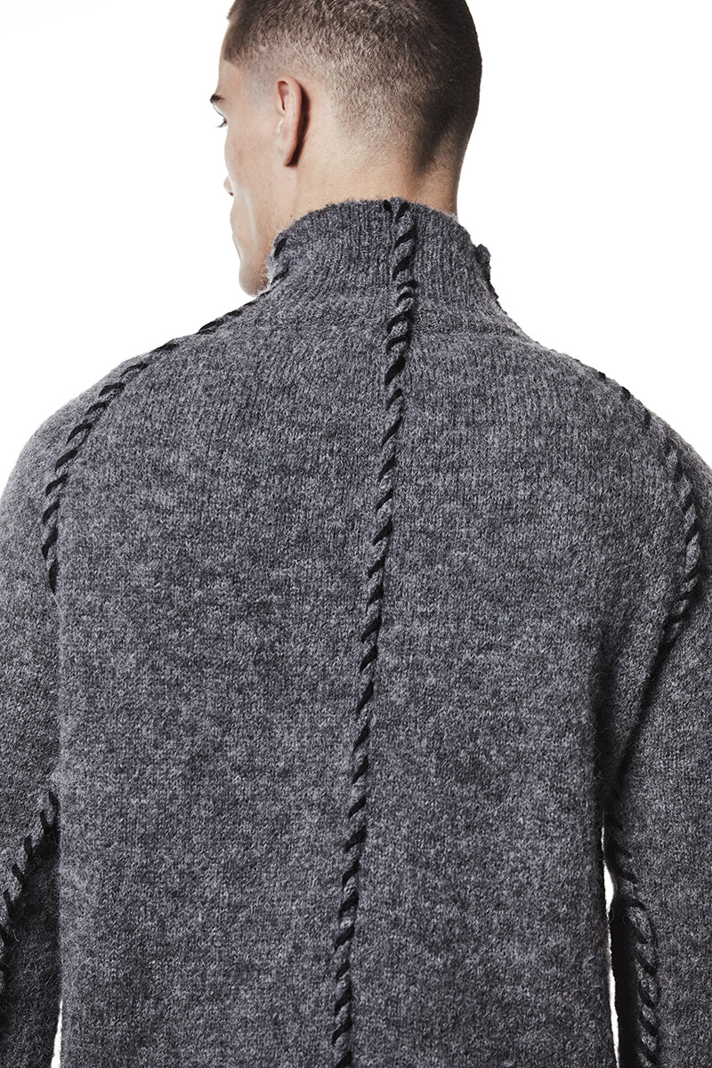 DARK GREY ALPACA HIGH NECK JERSEY