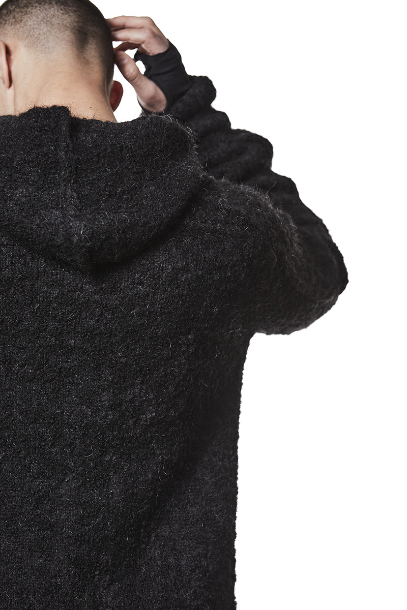 BLACK ALPACA HOODED JERSEY