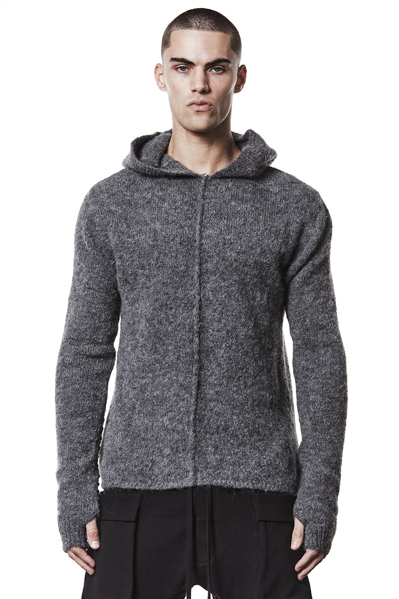 DARK GREY ALPACA HOODED JERSEY