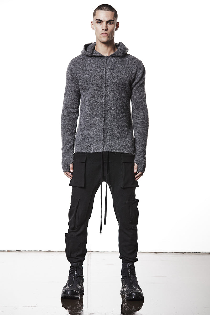 DARK GREY ALPACA HOODED JERSEY