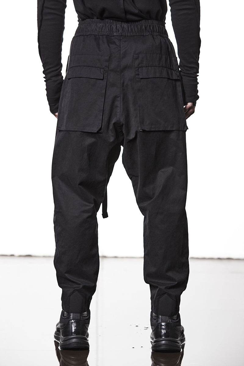 PEACHED COTTON LOW CROTCH TROUSERS