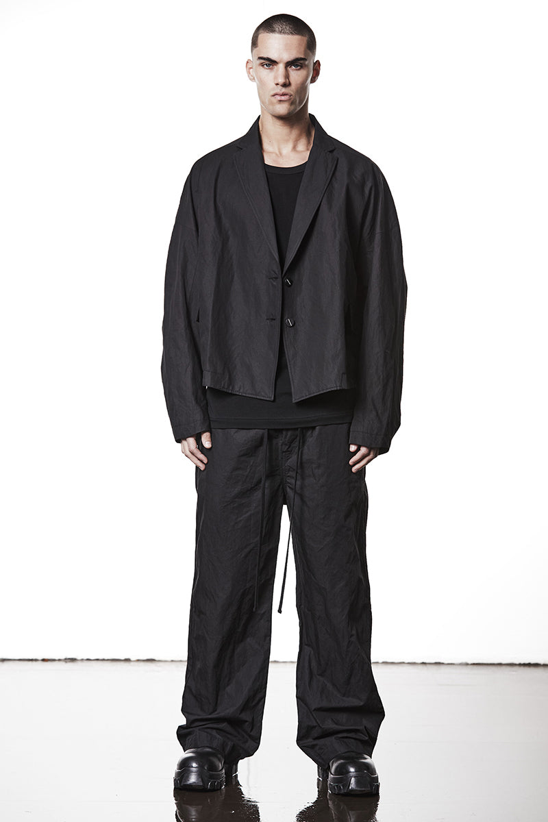 WASHED METALLISED WIDE LEG TROUSERS