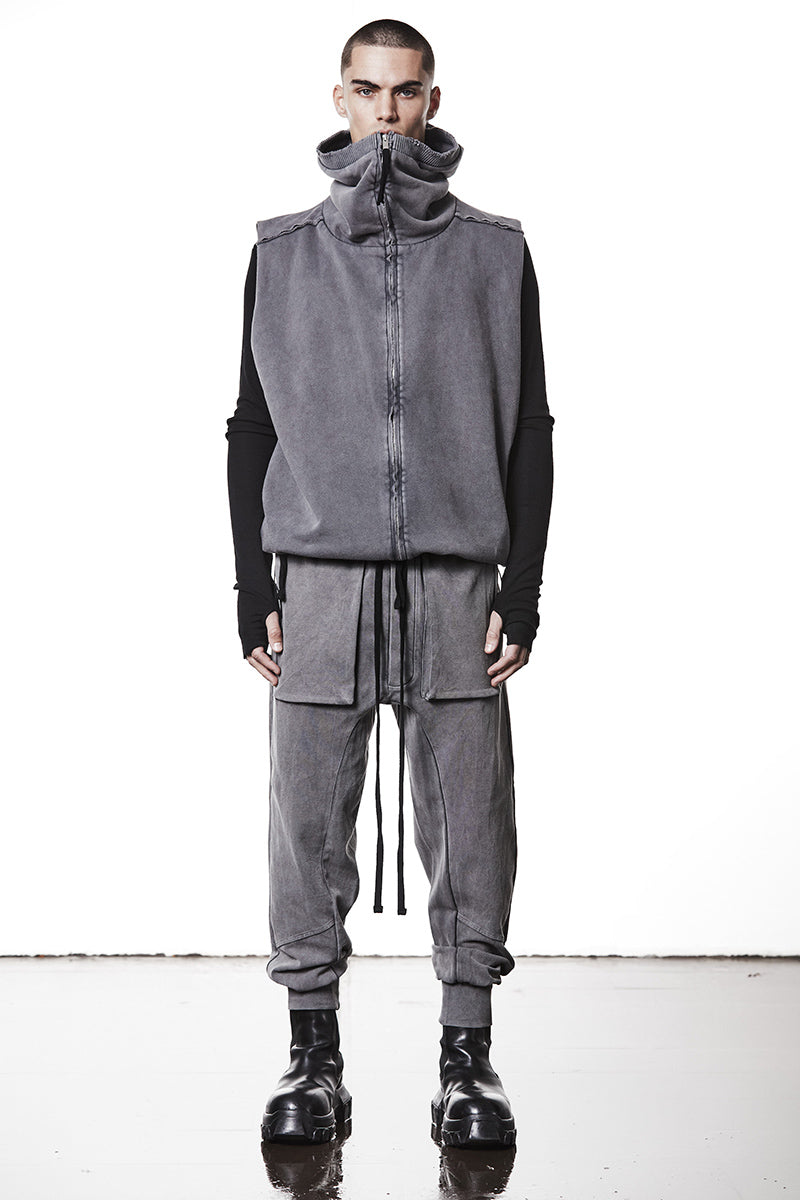 USED GREY HOODED LONG VEST