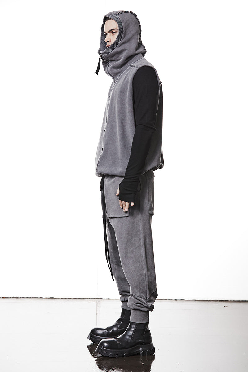 USED GREY HOODED LONG VEST