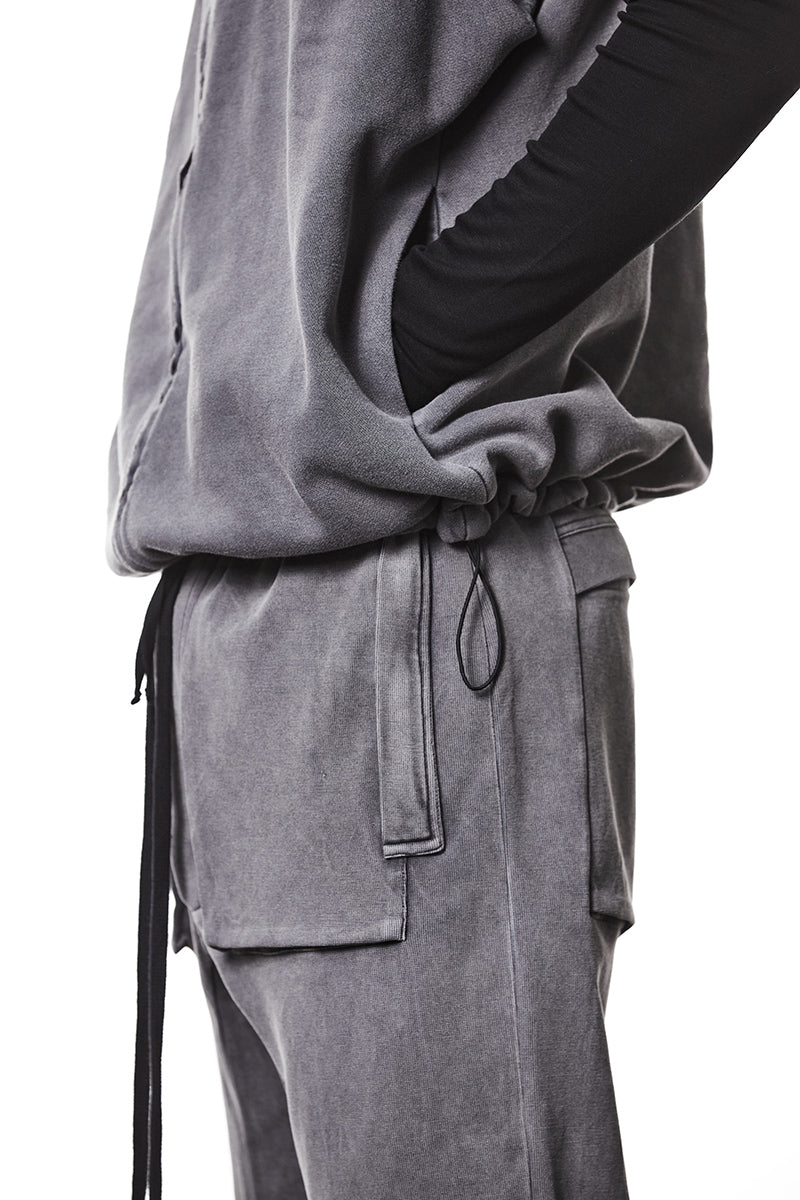 USED GREY HOODED LONG VEST