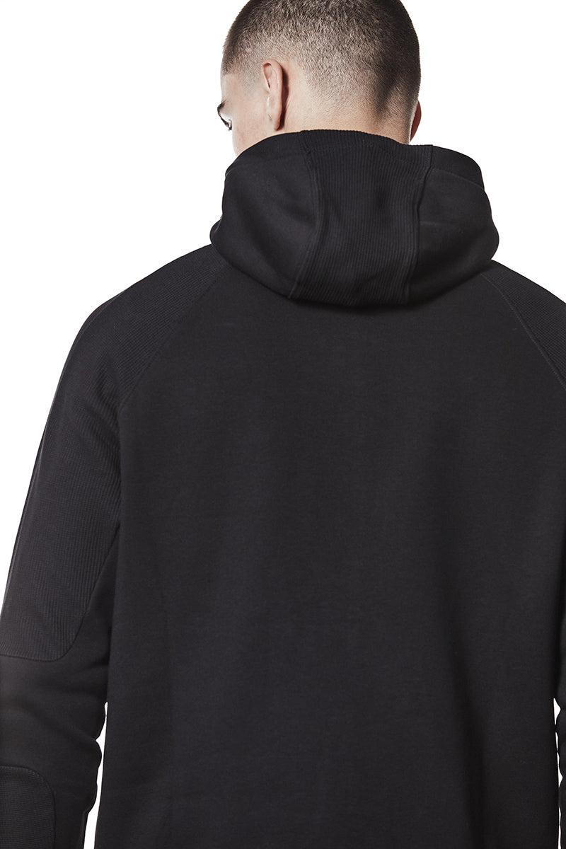 BLACK SWEAT HOODED ZIP JACKET