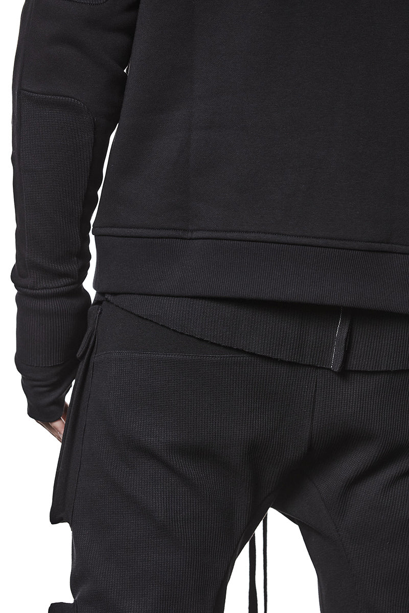 BLACK SWEAT HOODED ZIP JACKET